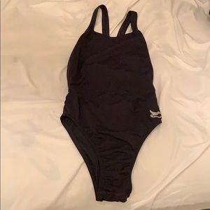 Black competitive swimsuit by speedo endurance.